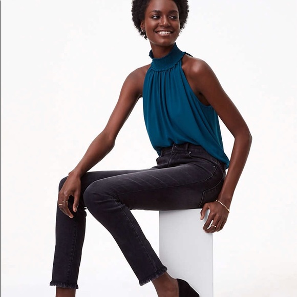 LOFT Denim - LOFT | Modern Frayed Skinny Jeans, Washed Black